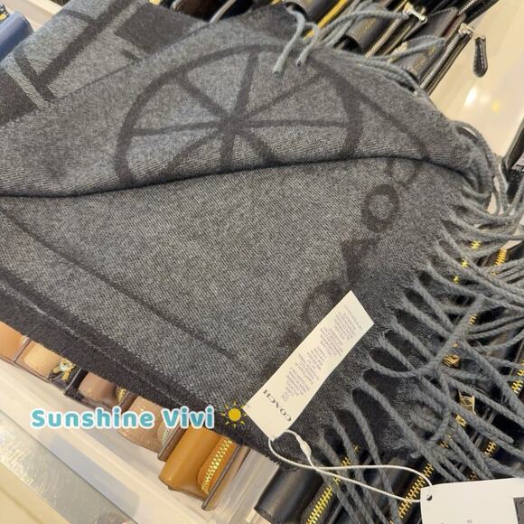 NWT Coach Horse And Carriage Print Oversized Muffler / Scarf BLACK CU808 - Picture 3 of 9